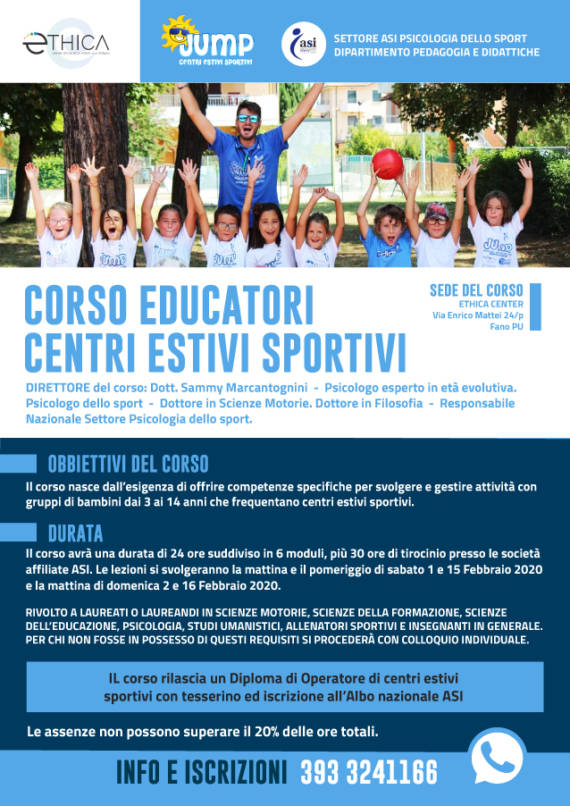 A febbraio di nuovo in aula: obiettivo i Centri Estivi Sportivi JUMP 2020