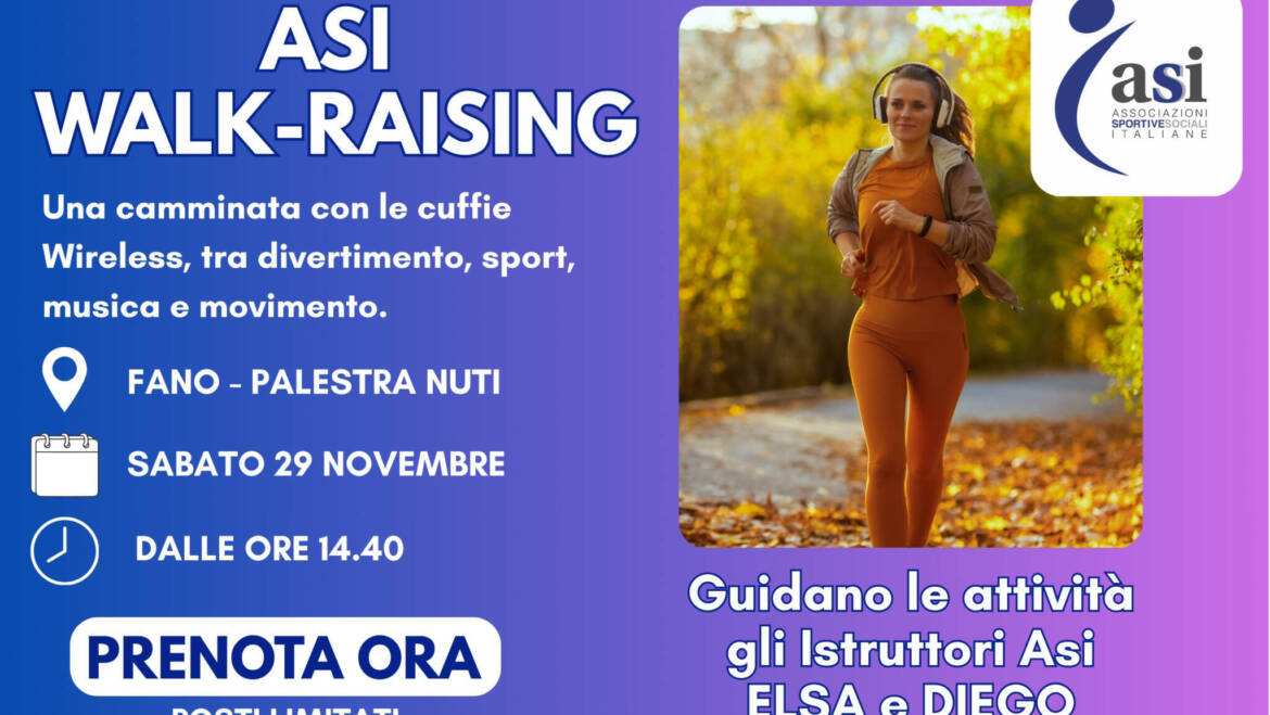 ASI Walk-Raising: a Fano la camminata solidale in cuffia, per sostenere i progetti di inclusione sociale